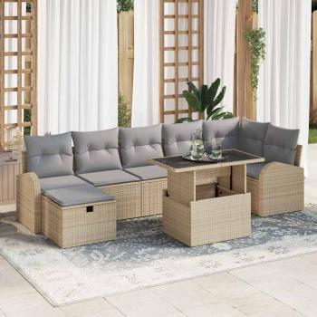 ARDEBO.de - Gartensofa-set 8 stk. Beige Poly-Rattan