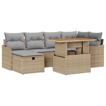 Garten-Sofa-Set 7 stk. Beige Poly-Rattan