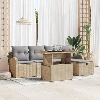 ARDEBO.de - Garten-Sofa-Set 6 stk. Beige Poly-Rattan
