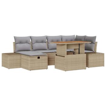 Garten-Sofa-Set 7 stk. Beige Poly-Rattan