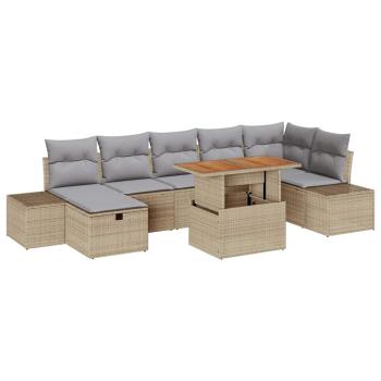 Garten-Sofa-Set 8 stk. Beige Poly-Rattan