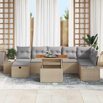 Garten-Sofa-Set 8 stk. Beige Poly-Rattan