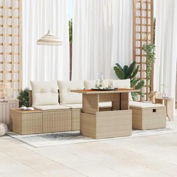 ARDEBO.de - Garten-Sofa-Set 6 stk. Beige Poly-Rattan