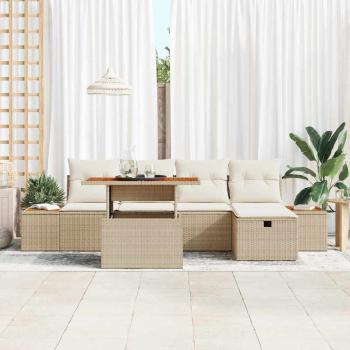Garten-Sofa-Set 6 stk. Beige Poly-Rattan