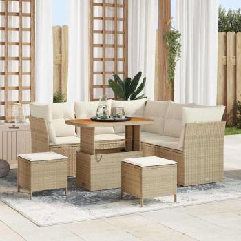 ARDEBO.de - Gartensofa-set 8 Stk. 5-Sitzanzahl Beige und Creme Poly-Rattan