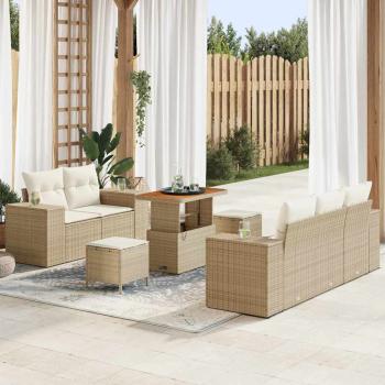 ARDEBO.de - Gartensofa-set 8 Stk. 8-Sitzanzahl Beige und Creme Poly Rattan