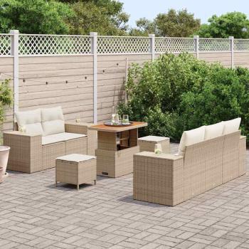 Gartensofa-set 8 Stk. 8-Sitzanzahl Beige und Creme Poly Rattan
