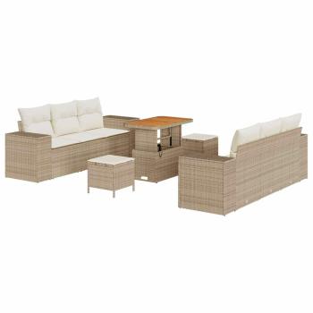 Gartensofa-set Beige und Creme Poly Rattan