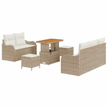 Garten-Sofa-Set 8 Stk. 7-Sitzanzahl Beige