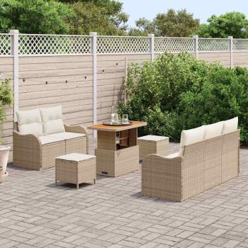Garten-Sofa-Set 8 Stk. 7-Sitzanzahl Beige