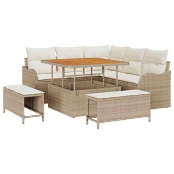 Garten-Sofa-Set 8 Stk. 7-Sitzanzahl Beige