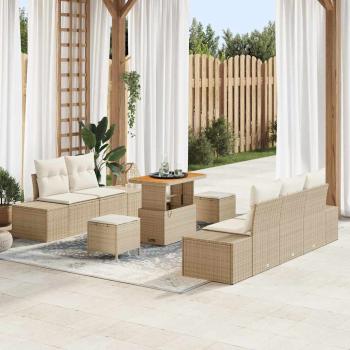 ARDEBO.de - Gartensofa-set 8 stk. 7-Sitzanzahl Beige Poly Rattan