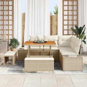 Gartensofa-set 8 stk. Beige Poly Rattan