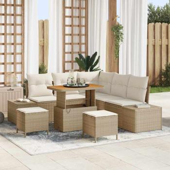 ARDEBO.de - Gartensofa-set 8 stk. Beige Poly Rattan