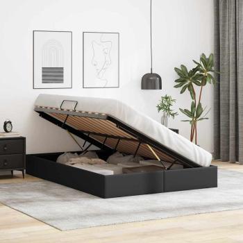 Aufbewahrungsbett mit Speicher Schwarz 137 x 190 cm Kunstleder