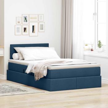 ARDEBO.de - LED-Speicherbett mit Matratze Blau 120 x 190 cm Stoff