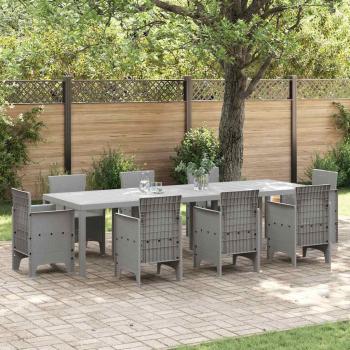 ARDEBO.de - Gartentisch Hellgrau 300 x 100 x 73 cm Poly-Rattan