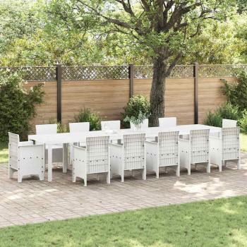ARDEBO.de - Gartentisch Weiß 400 x 100 x 73 cm Poly-Rattan