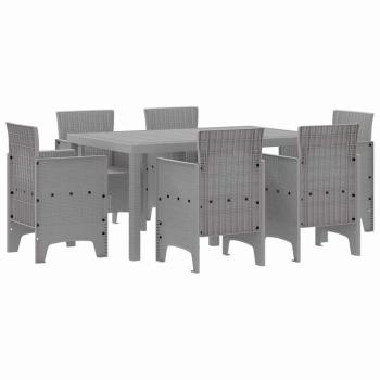 Garten Essgruppe 7 stk. Hellgrau Polt Rattan