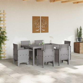 Garten Essgruppe 7 stk. Hellgrau Polt Rattan