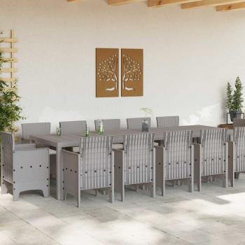 Garten Essgruppe 13 stk. Grau Poly-Rattan