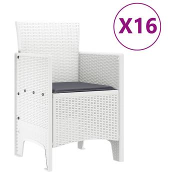 Garten-Esszimmergarnitur mit Kissen 17 stk. Weiß PP