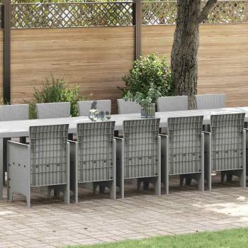 ARDEBO.de - Garten-Esszimmergarnitur mit Kissen 17 stk. Hellgrau PP
