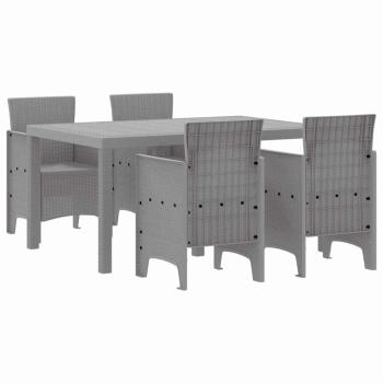 Garten Essgruppe 5 Stk. Hellgrau Polt Rattan