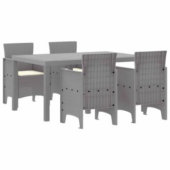 Garten Essgruppe 5 stk. Hellgrau Polt Rattan