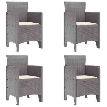 Garten Essgruppe 5 stk. Hellgrau Polt Rattan