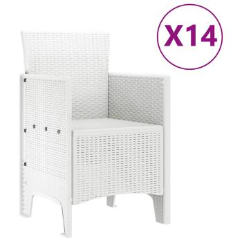Garten-Esszimmergarnitur mit Kissen 15 stk. Weiß PP