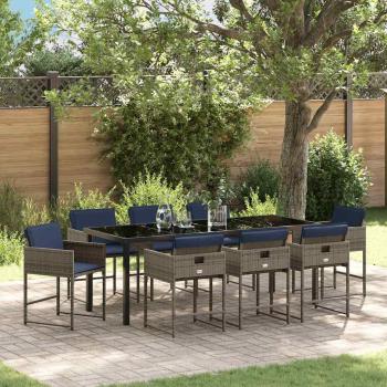 ARDEBO.de - Garten Essgruppe 9 stk. Grau Poly-Rattan