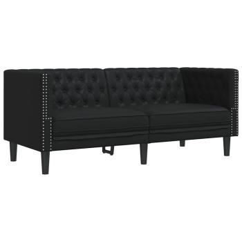 Wohnzimmer Couch 3 stk. Schwarz Kunstleder