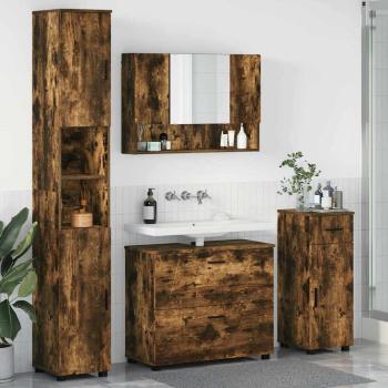 ARDEBO.de - Badezimmermöbel-Set 4 Stk. Räuchereiche Sperrholz und Metall