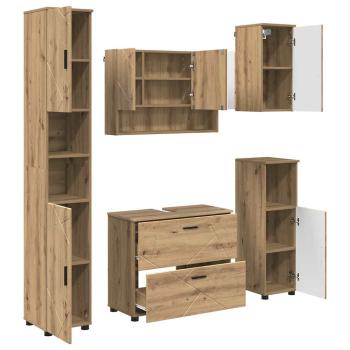 Badezimmermöbel-Set 5 Stk. Artisan-Eiche 35 x 30 x 192 cm