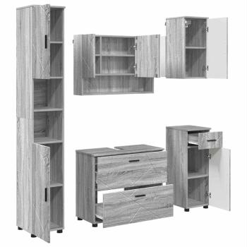 Badezimmermöbel-Set 5 stk. Graues Sonoma 35 x 30 x 192 cm