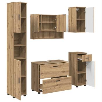 Badezimmermöbel-Set 5 Stk. Artisan-Eiche 35 x 30 x 192 cm
