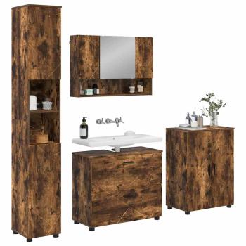 Badezimmermöbel-Set 4 stk. Geräucherte Eiche 35 x 30 x 192 cm