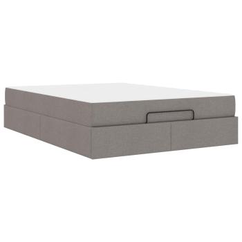 Bettgestell mit Matratze 2 Stk. Taupe Stoff