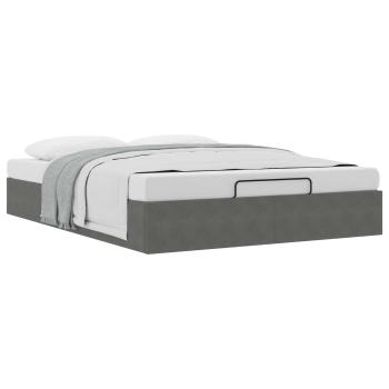 Ottoman Bettgestell Dunkelgrau 152 x 203 cm Samt