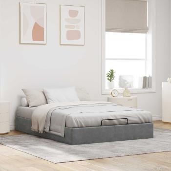 Ottoman Bettgestell Dunkelgrau 152 x 203 cm Samt