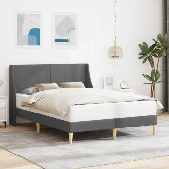 ARDEBO.de - Bettrahmen mit Kopfteil Dunkelgrau 137 x 190 cm Stoff