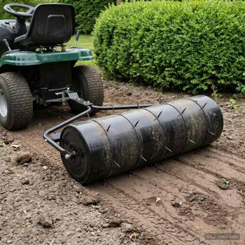 ARDEBO.de - Garten Rasenwalze mit Aerator Klammern Ø 30 x 90 cm Stahl
