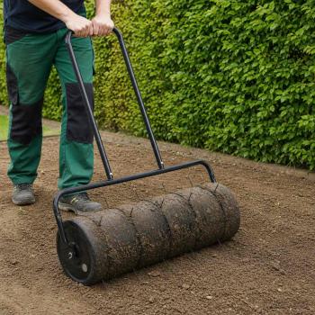 ARDEBO.de - Garten Rasenwalze mit Aerator Klammern Ø 30 x 90 cm Stahl