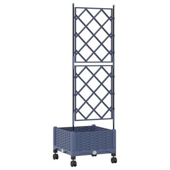 Pflanzkübel mit Spalier und Rädern Grau 40 x 40 x 131,5 cm PP