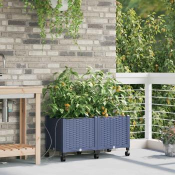 ARDEBO.de - Garten Blumenkübel mit Bewässerung und Rädern 2 Stk. Grau PP