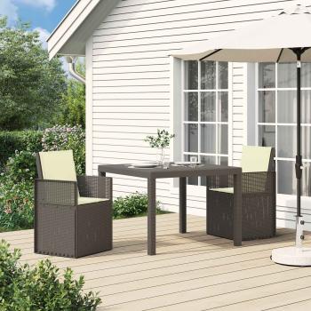 ARDEBO.de - Garten Essgruppe 3 stk. Hellgrau und Creme PP
