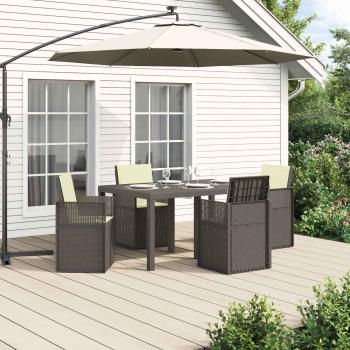 ARDEBO.de - Garten Essgruppe 5 stk. Hellgrau und Creme PP