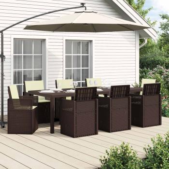 ARDEBO.de - Garten Essgruppe 9 stk. 8-Sitzer Braun und Creme PP
