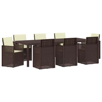 Garten Essgruppe 9 stk. 8-Sitzer Braun und Creme PP